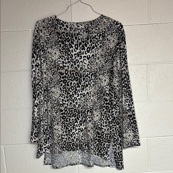 Natori Black and White Long Sleeve Blouse - Picture 4 of 6